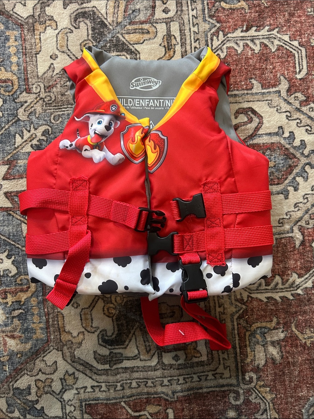SwimWays Red Paw Patrol Kids Life Jacket with Marshall Graphic